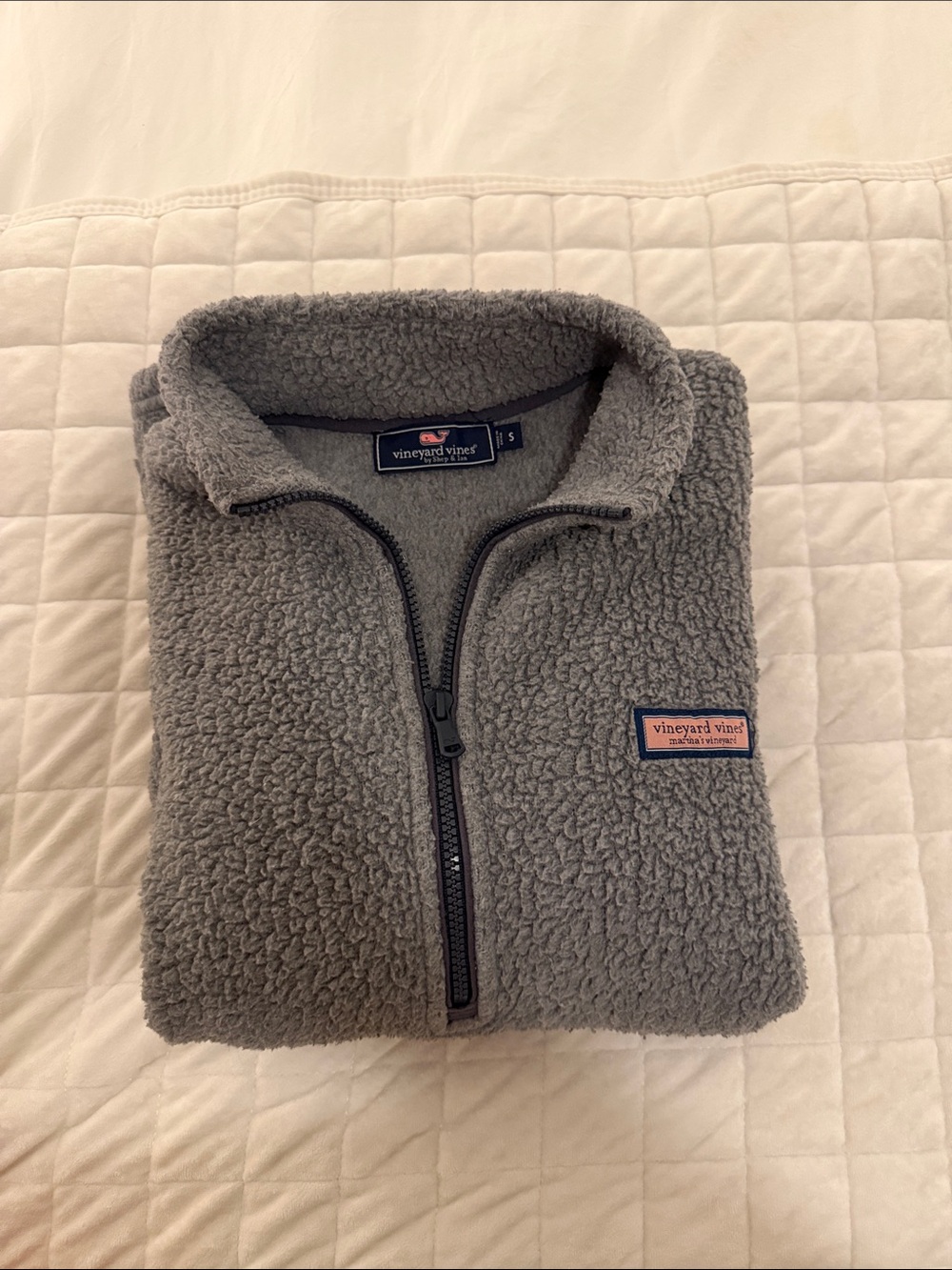 Vineyard Vines Gray Sherpa Half-Zip Pullover